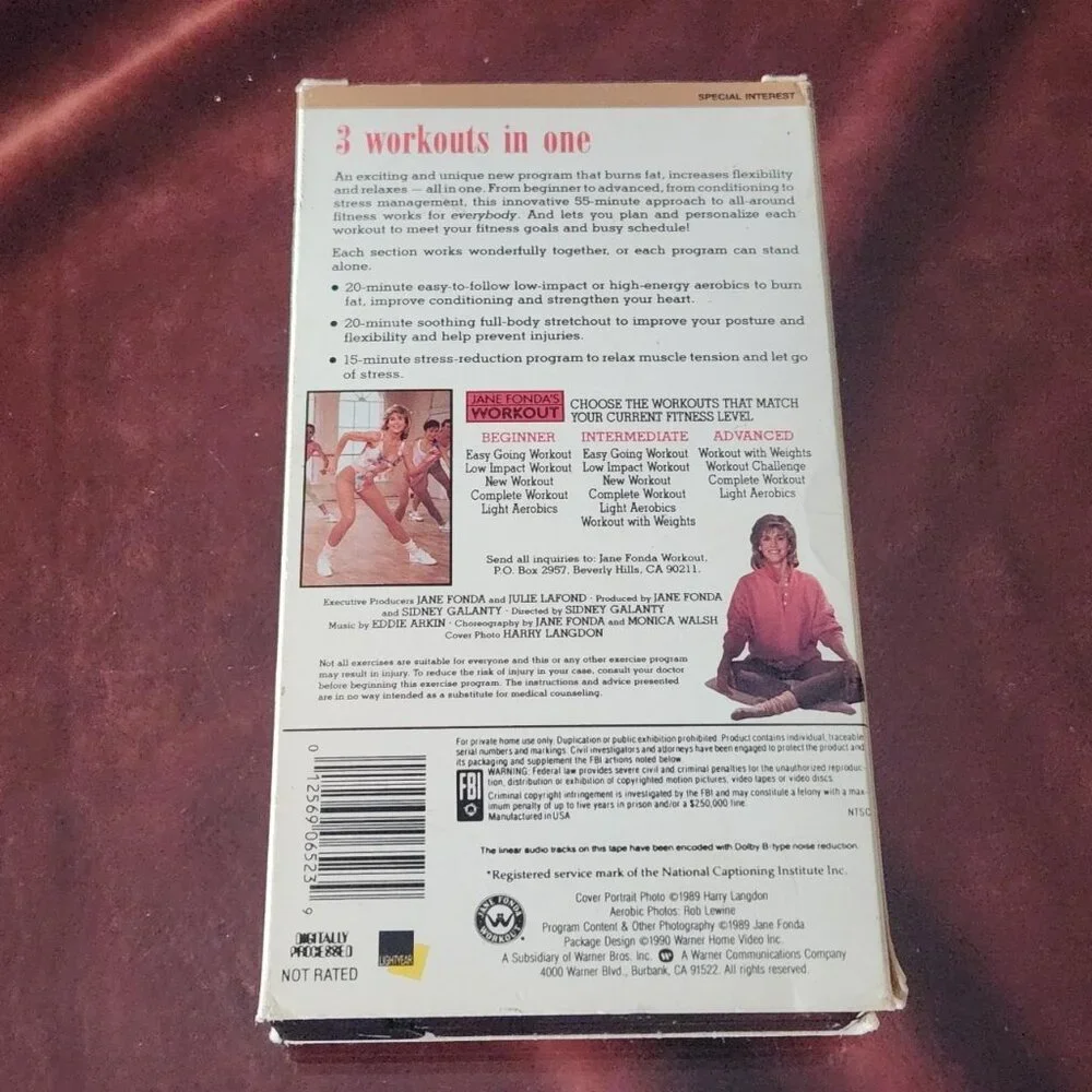Jane Fonda’s Light Aerobics and Stress Reduction Program - 1989 - VHS tape.